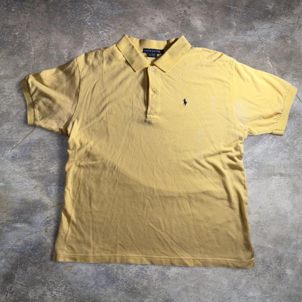 Ralph Lauren Mens Cotton Polo Shirt Yellow Short Sleeve Pony Logo Small